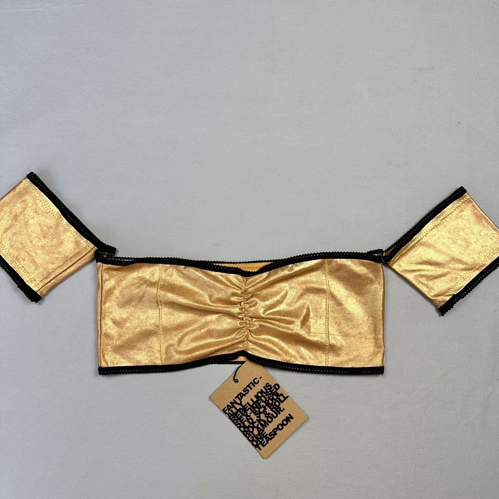 OneTeaspoon Future Holster Bodice Women Large Gold Metallic Bandeau Top NWT Glam